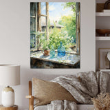 Green and blue countryside window Charm I - Farm Canvas Wall Art