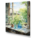 Green and blue countryside window Charm I - Farm Canvas Wall Art