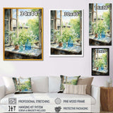 Green and blue countryside window Charm I - Farm Canvas Wall Art