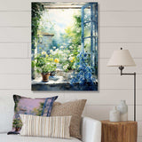 Green and blue countryside window Charm II - Farm Canvas Wall Art