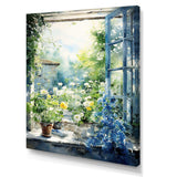 Green and blue countryside window Charm II - Farm Canvas Wall Art