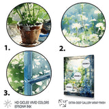 Green and blue countryside window Charm II - Farm Canvas Wall Art