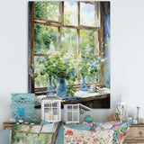 Green and blue countryside window Charm III - Farm Canvas Wall Art