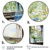 Green and blue countryside window Charm III - Farm Canvas Wall Art