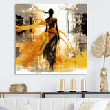 Black and yellow wind fashion woman  - Fashion Canvas Wall Art