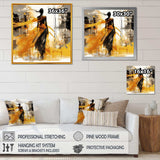 Black and yellow wind fashion woman  - Fashion Canvas Wall Art