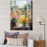 summer flowers window view at the farm I - Floral Canvas Wall Art