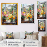 summer flowers window view at the farm I - Floral Canvas Wall Art