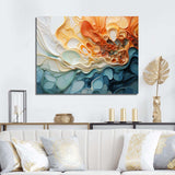 Blue and orange Ink Cascade fluid - Abstract Canvas Wall Art