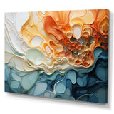 Blue and orange Ink Cascade fluid - Abstract Canvas Wall Art