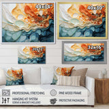 Blue and orange Ink Cascade fluid - Abstract Canvas Wall Art