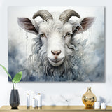 White Grazing Goat portrait - Goat Wall Art Prints