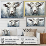 White Grazing Goat portrait - Goat Wall Art Prints
