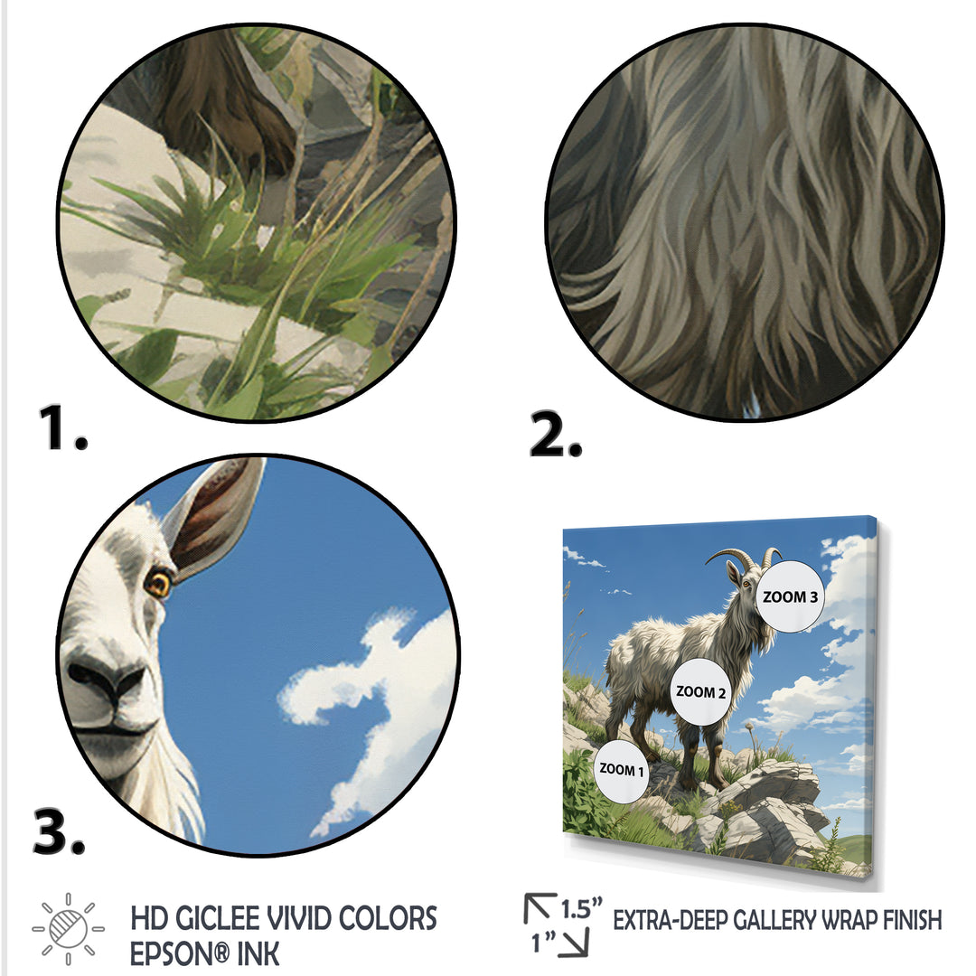 Mountain goat portrait adventure - Goat Framed Canvas Art