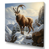 Minimalist goat winter mountain adventure - Animals Canvas Wall Art