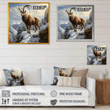 Minimalist goat winter mountain adventure - Animals Canvas Wall Art