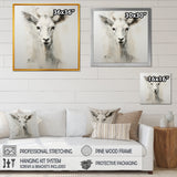 White Echoes of the Alpine goat portrait - Goat Large Canvas Wall Art