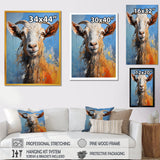 White and blue pop art goat portrait - Goat Bedroom Wall Art