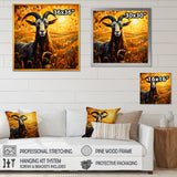 Yellow Sunset meadow goat - Goat Canvas Wall Art