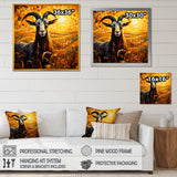 Yellow Sunset meadow goat - Goat Canvas Wall Art