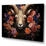 Pink and purple floral goat portrait - Goat Wall Decor