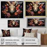 Pink and purple floral goat portrait - Goat Wall Decor