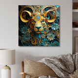 Yellow Capricorn goat blooms - Goat Bedroom Wall Art