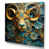 Yellow Capricorn goat blooms - Goat Bedroom Wall Art