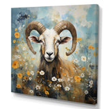 Yellow goat blooms in meadow flowers - Goat Canvas Wall Art