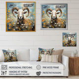 Yellow goat blooms in meadow flowers - Goat Canvas Wall Art