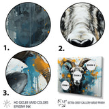 Blue Yellow goat blooms portrait - Goat Canvas Wall Art