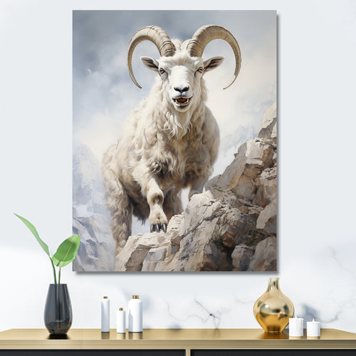 Cliff Climber Chamois goat - Goat Framed Canvas Art