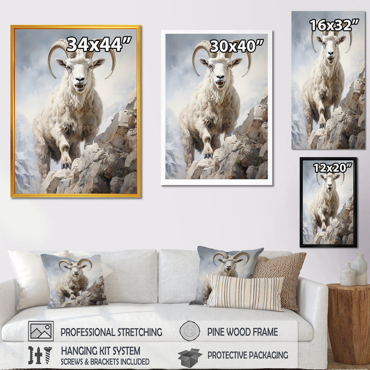 Cliff Climber Chamois goat - Goat Framed Canvas Art