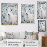 White goat in winter tranquility - Goat Bedroom Wall Art