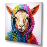 Colorful Knitted Jumper Goat Portrait - Goat Canvas Wall Art