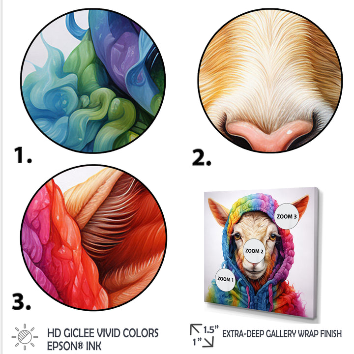Colorful Knitted Jumper Goat Portrait - Goat Canvas Wall Art
