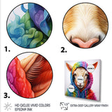 Colorful Knitted Jumper Goat Portrait - Goat Canvas Wall Art