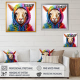 Colorful Knitted Jumper Goat Portrait - Goat Canvas Wall Art