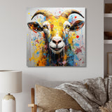 Yellow pop art Goat portrait - Goat Wall Decor