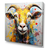 Yellow pop art Goat portrait - Goat Wall Decor