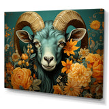 Blue and orange Goat modern portrait - Goat Large Canvas Wall Art