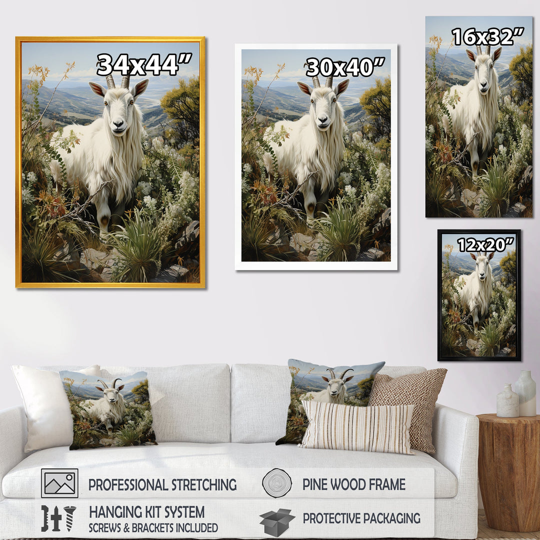 White meadow buck Goat Peaks - Goat Bedroom Wall Art