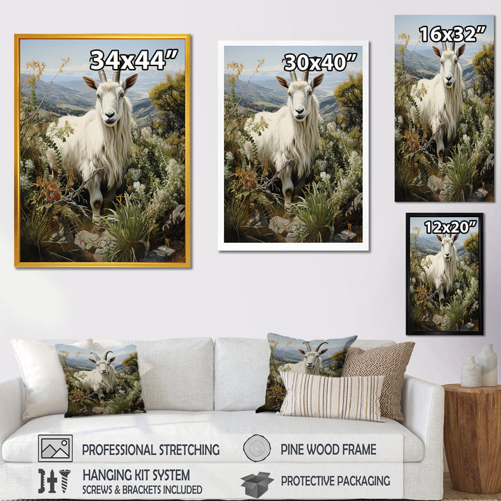 White meadow buck Goat Peaks - Goat Bedroom Wall Art
