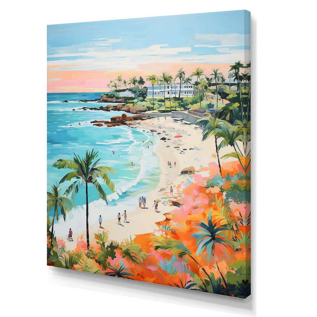 Pastel color Coastal Beach Scene paradise II - Coastal Canvas Wall Art