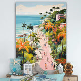 Coastal Beach Scene paradise in pastel color II - Coastal Canvas Wall Art