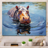 Curious water hippo - Animals Canvas Wall Art