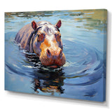 Curious water hippo - Animals Canvas Wall Art