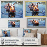 Curious water hippo - Animals Canvas Wall Art