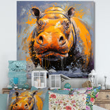Yellow Colorful Hippo harmony - Yellow Hippopotamus Wall Art