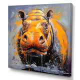 Yellow Colorful Hippo harmony - Yellow Hippopotamus Wall Art
